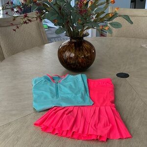 Jofit golf skort and matching SS top Set - Teal Top & Hot Pink Skirt